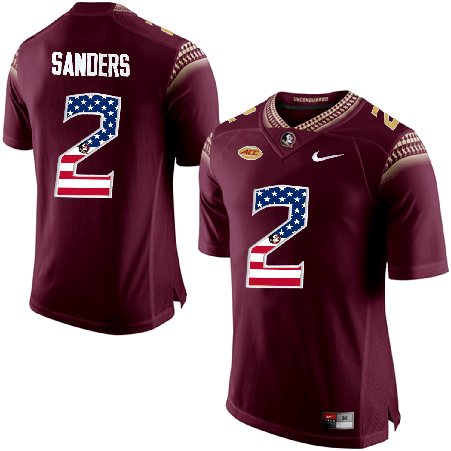 US Flag Fashion Men Florida State Seminoles Deion Sanders #2 College Football Limited Jersey  Red->->NCAA Jersey